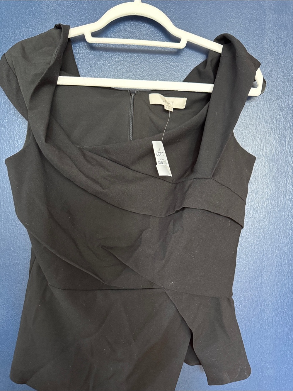 LOFT Black One-Shoulder Draped Peplum Dress